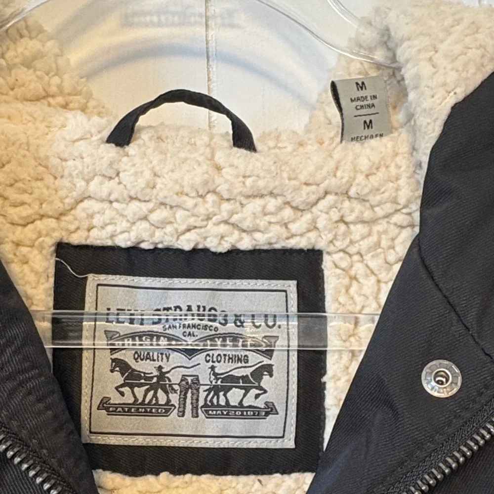 Women's Levis Black Parka Coat - Picture 2 of 7